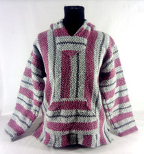 Men's Poncho Hoodie Grey and Purple Baja Joe Size Medium