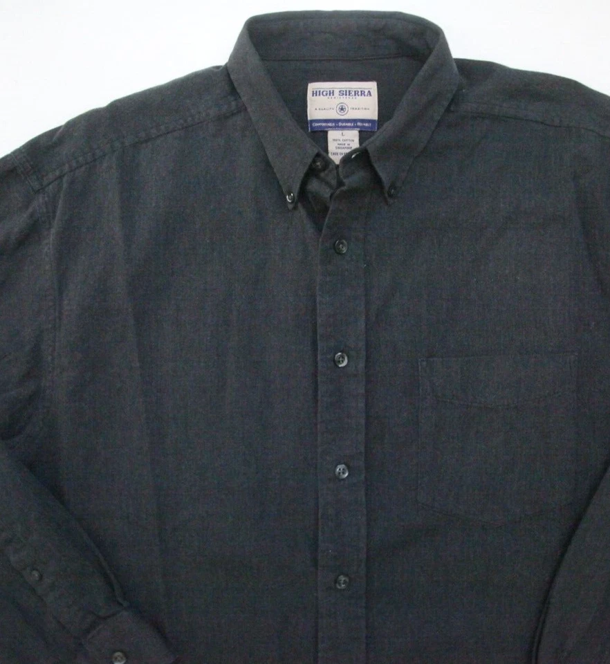Large High Sierra Gray Men's Cotton Solid Pocket Dress Shirt Mans Top J99 - Image 2 of 4