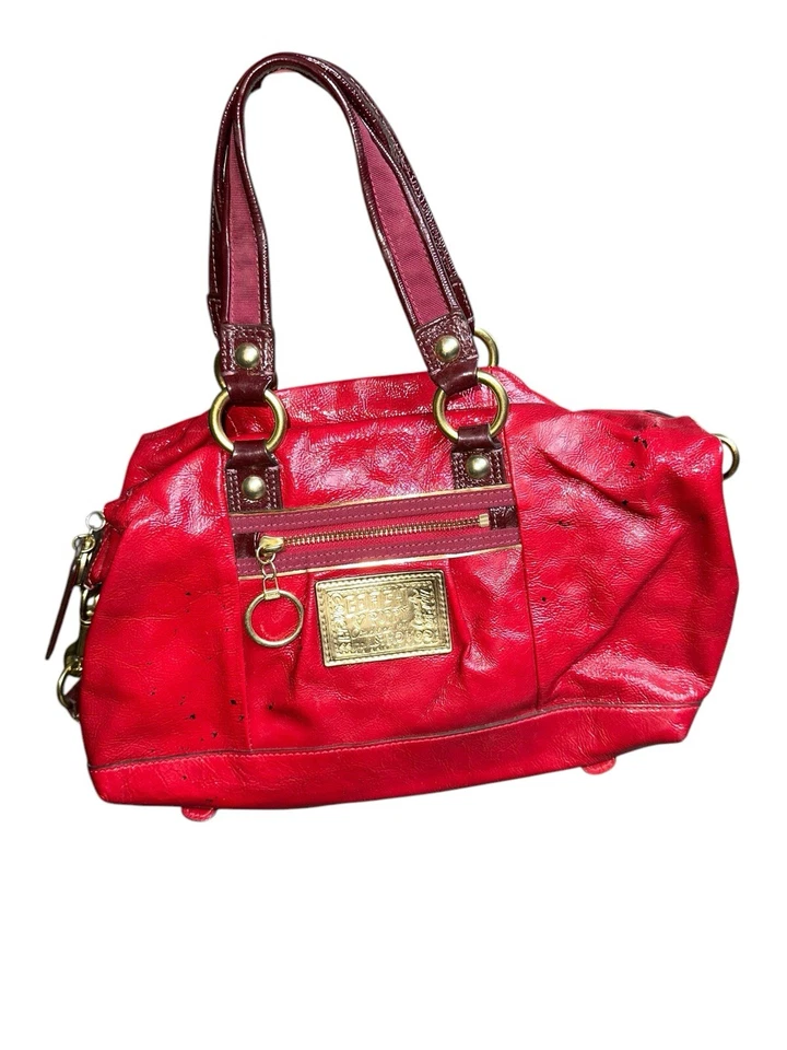 Cartera Coach Poppy Patent Luxey Rubí Edición Especial Herrajes Dorados 15868 Foto 2 de 4