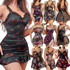 Sexy Women's Lingerie Babydoll Underwear Lace Mini Dress Sleepwear Nightgown US