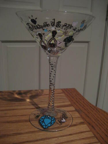 2 SAINTS I LOVE BLING Stem Martini GlasS - Barware - Picture 2 of 6