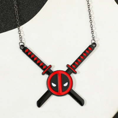 Deadpool Swords Necklace Marvel Comics Jewelry Superhero Cosplay Pendant