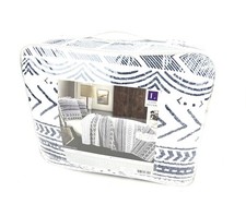 Lush Decor Hygge Geo Navy/White Cotton Reversible Quilt 3 PC set KING NWT