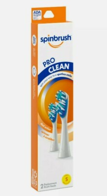 Spinbrush PRO CLEAN Refill, Soft Bristles, Includes 2 Replacement Heads Ship NEW
