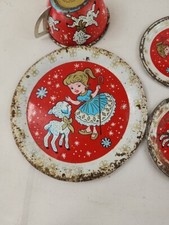 Vintage 1950's Ohio Art Mary Had A Little Lamb Bo Peep Tin Children's Tea Set 4