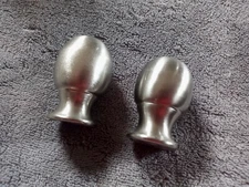 Pair of Top Rounded Cylinder Lamp Finials Brushed Nickel