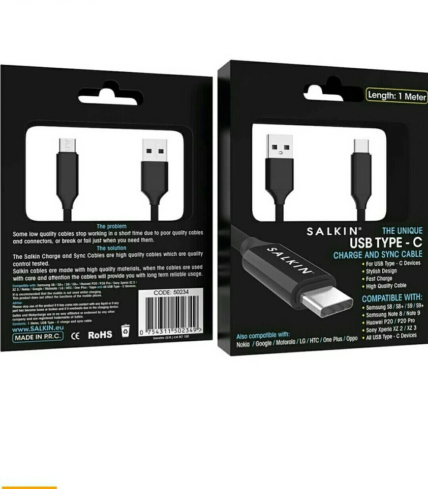 Salkin Professional Type C USB Cable Lead for Samsung Sony Kindle HTC LG - Image 4 of 4