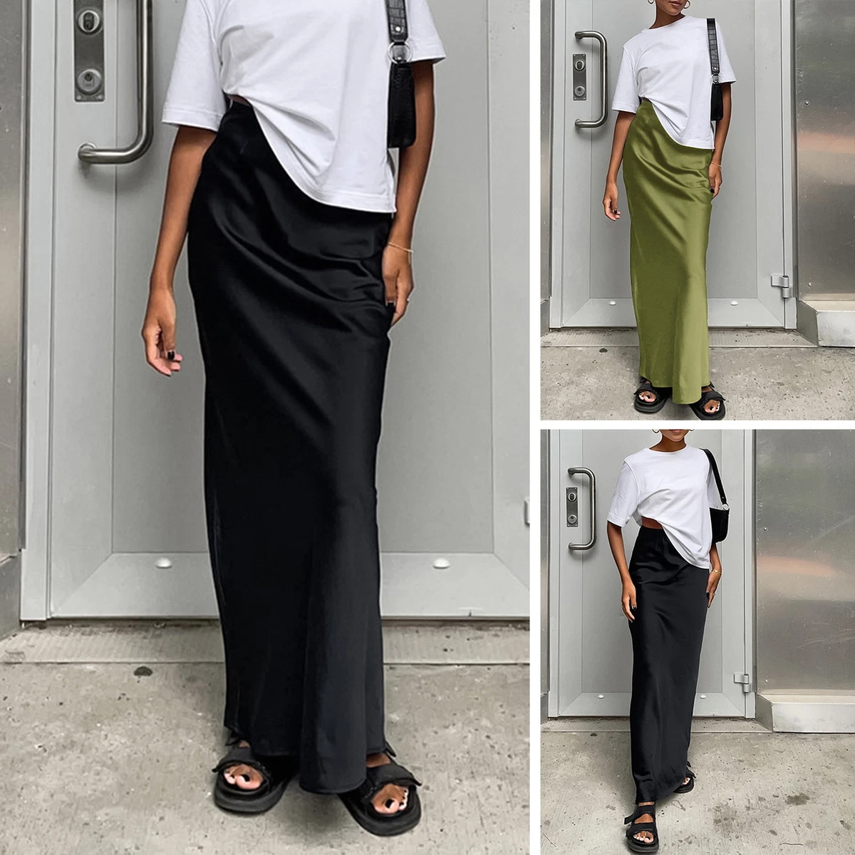Style Skirt Waist Skirt Fish Pattern Color Maxi Skirt Ol Commute Style for Proms