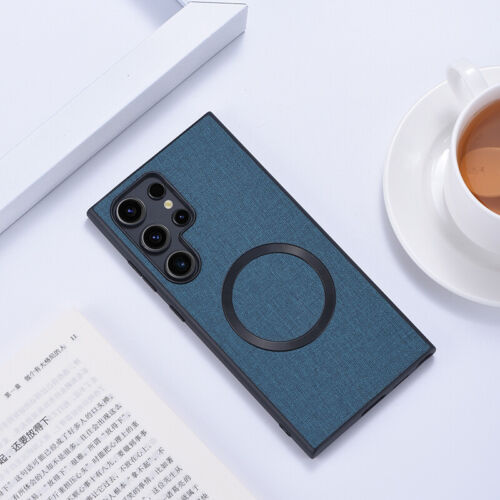 For Samsung S24 Ultra S23 S21 Case Mag safe Matte Cloth Leather Shockproof Cover - Picture 30 of 31