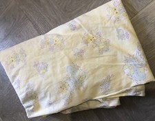 Vintage Yellow Infant Baby Crib Fitted Sheet Fabric Teddy Bears Booties Toys