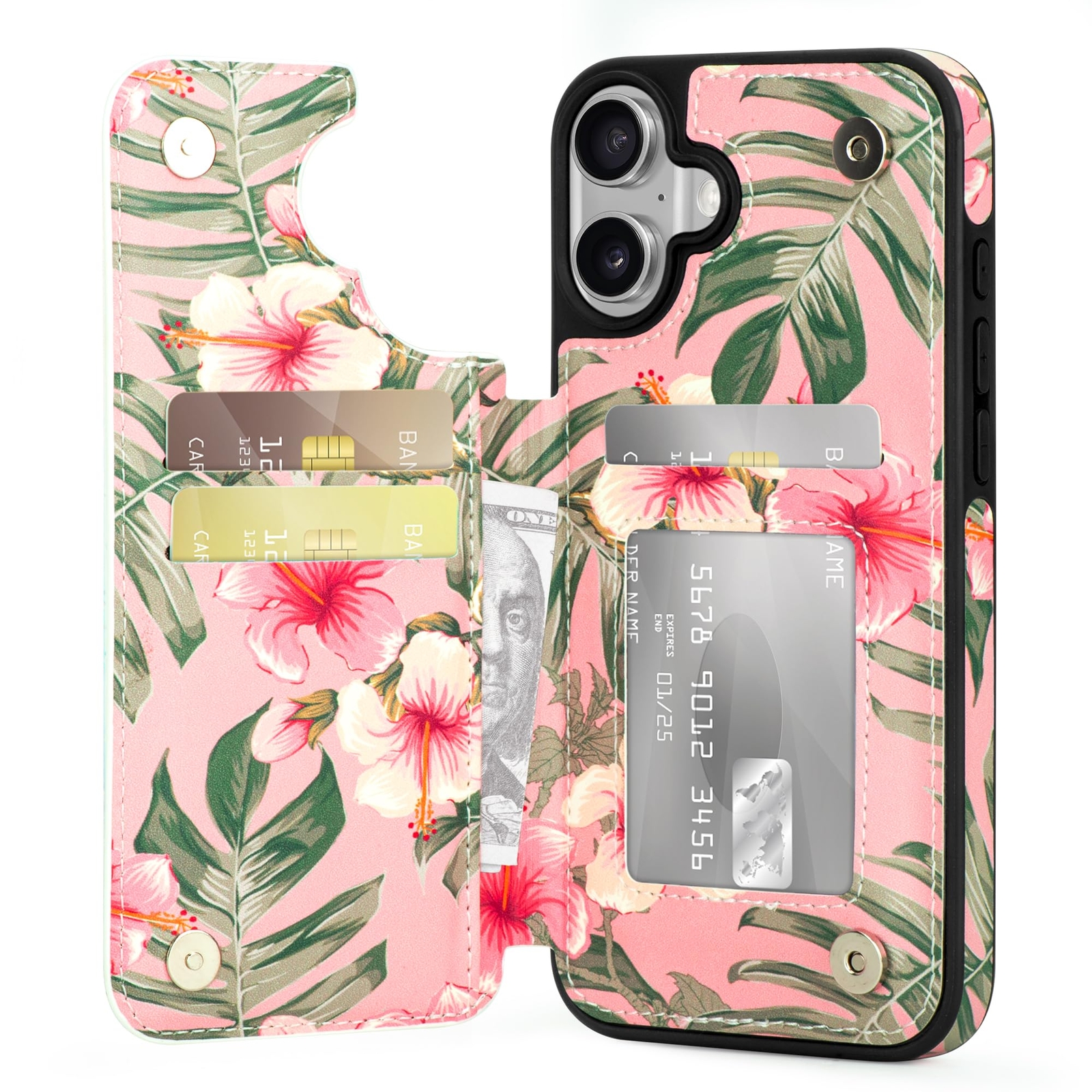 iPhone 16 Case Card Holder Wallet PU Leather Shockproof Protective Phone Cover-image