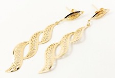 14k Yellow Gold Filigree Twisted Drop Earrings