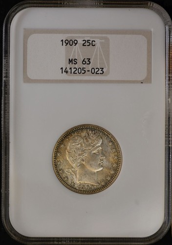 1909 Barber Silver Quarter ~ NGC MS63 ~ VINTAGE NCG GEN 4 Holder - Picture 2 of 4