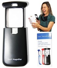 Small Pocket Magnifying Glass 3X with LED Light For Reading Fine Print; Mini ...