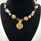 Vintage Chinese Cloisonne Enamel Quartz Carnelian Beaded Pendant Necklace — photo 10