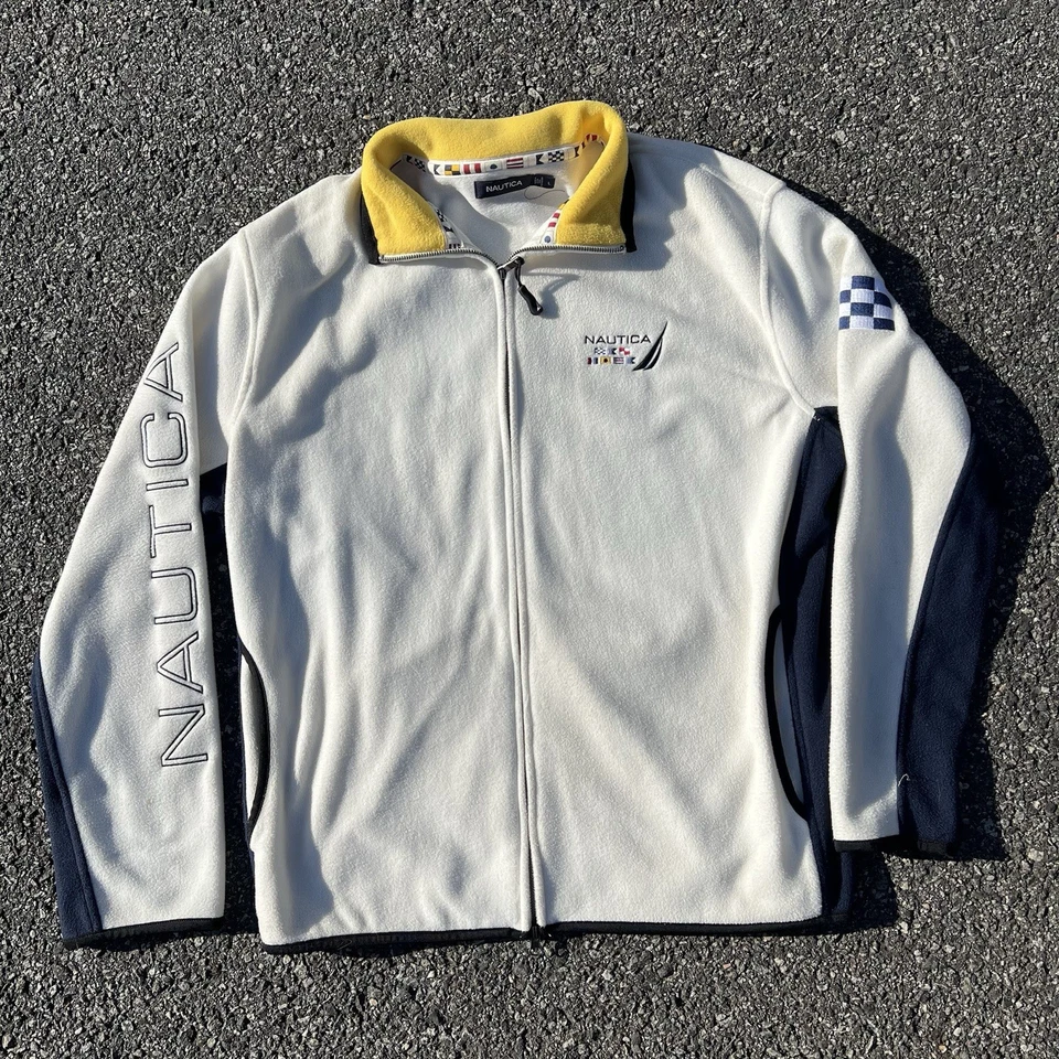 Chaqueta Nautica Vintage Para Hombre Talla L GRANDE Pullover De Colección Polar Cremallera Completa Foto 2 de 3