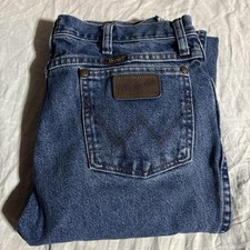 Wrangler 36MWZ Straight Cowboy Cut Slim Fit Jeans Mens 33 x 34 Dark Wash Denim