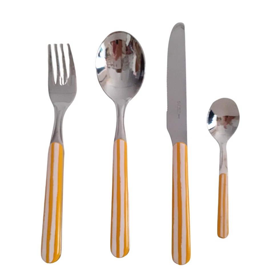 EME Bonita - 24 cubiertos modernos acero inoxidable 18/10, mango a rayas - Imagen 4 de 4