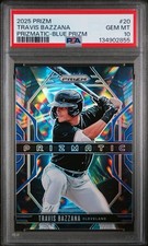 Travis Bazzana 2025 Prizm Prizmatrix Blue #/99 PSA 10 Guardians Top Prospect RC