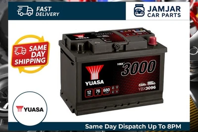 YUASA Car Battery YBX3096 12V 76Ah 680A B3 4 Years Warranty T1 Starter SMF - Image 1 of 4