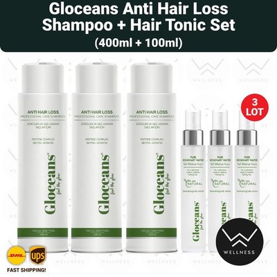 Gloceans Anti Hair Loss Shampoo Biotin Keratin And Tonic Repair Care Set - 3 LOT