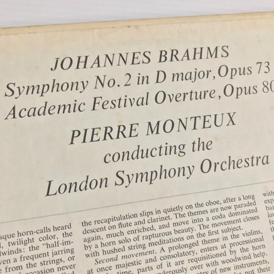 Pierre Monteux - Brahms Symphony No. 2 In D Major/ Academic Festival Overture - Image 3 of 4