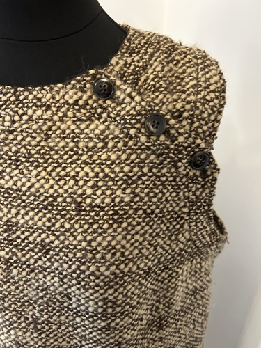 Mini robe sans manches vintage Valentino marron laine nubby mohair taille 16 - Photo 3/9