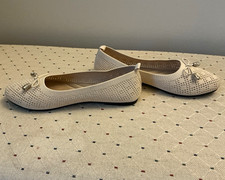 Jessica Carlyle Bone Ballet Flats Women  s 8.5M Fabric Slip-On Round Toe Bow