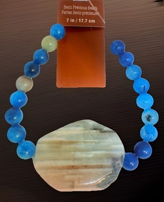 Agate Beads With Large Focal Stone Blue Gray Bead Landing