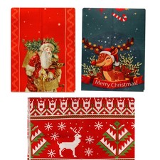 Christmas Table Runner, Rectangular Linen Xmas Table Runner for Santa,Reindeer