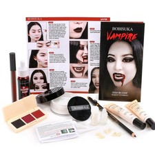 Halloween Vampire Makeup Kit, Complete SFX Make Up Set with Teeth Fangs, Fake