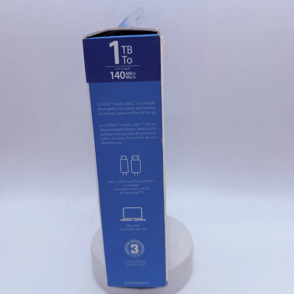 NEW 1TB G-DRIVE Mobile USB-C (USB 3.1) Portable External Hard Drive, Space Gray - Image 4 of 4