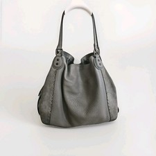 Coach Edie 42 Large Shoulder Bag Gray Mixed Pebbled Leather Suede w/ Rivets
