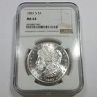 1881 S NGC MS64 - Silver Morgan Dollar $1 US Coin #61370A