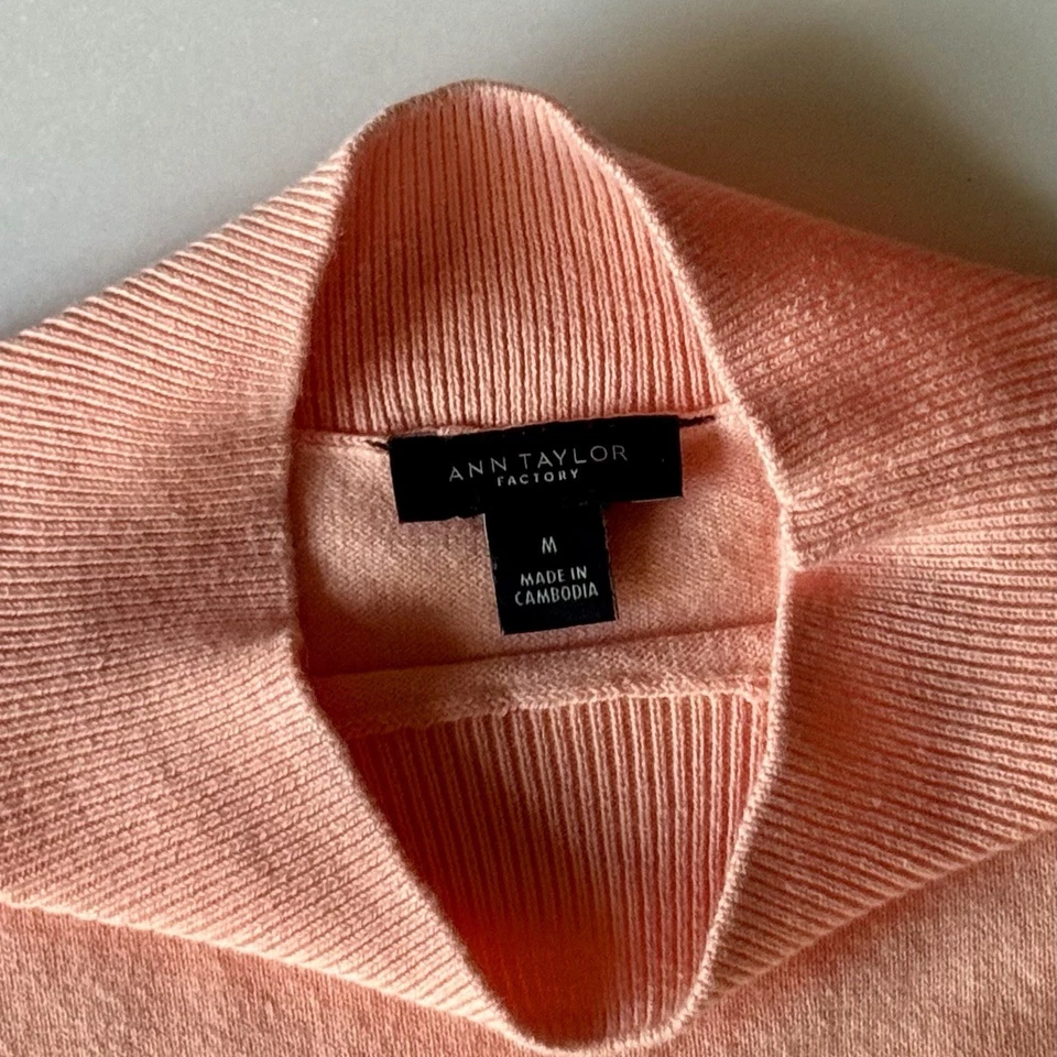 Ann Taylor заводской персиковый коралл розовый без рукавов насмешливый шеи свитер вязаный верхний средний - Изображение 3 из 4