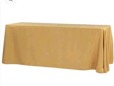 90"x 132" Gold Rectangle Wedding Banquet Polyester Fabric Tablecloth Party