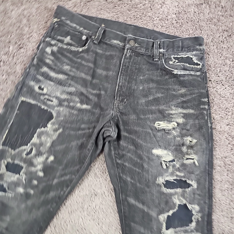 Denim Supply Jeans Mens 36 Black Prospect Slim Ripped Stretch Ralph Lauren - Image 2 of 4