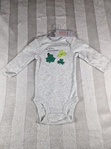 Carters Baby Boys Girls My Family Shamrocks St Patricks Day Romper Gray 3 Months