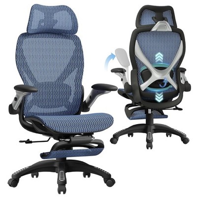 ELABEST X100 Ergonomic Office Chair Footrest Oaxaca Blue