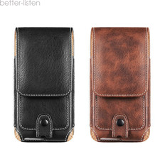 Leather Pouch Belt Clip Holster Shockoff Case Cover For 4.7" 5.5" 6.3 Phone