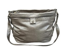 Tre Vero Leather Hand Bag Handle Shoulder Purse Gray Taupe
