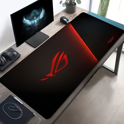 1pc Large Gaming Mouse Pad with Black Red Gradient Metallic Surface & -Slip Rubb