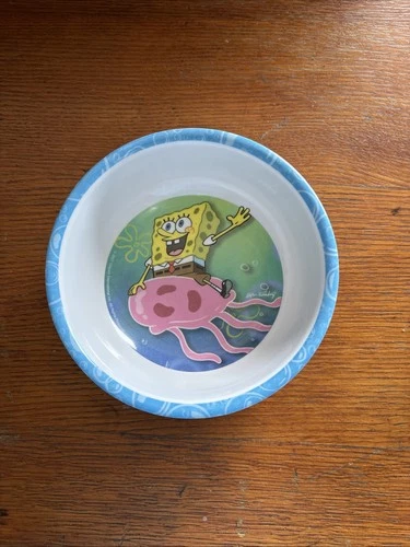 Sponge Bob Square Pants Sitting On Jellyfish Plastic Cereal Bowl 2001 Zak Design