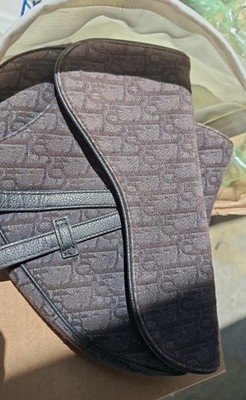 Dior Saddle Monogram Medium Crossbody Bag Black/Gray Buckle Silver HW