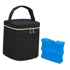 Breastmilk Cooler Bag with Ice Pack Fits 4 Large Baby Bottles up to 9 Black