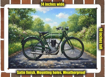 Metal Sign - 1903 Norton Clement Motorcycle Oil Painting - 14x10