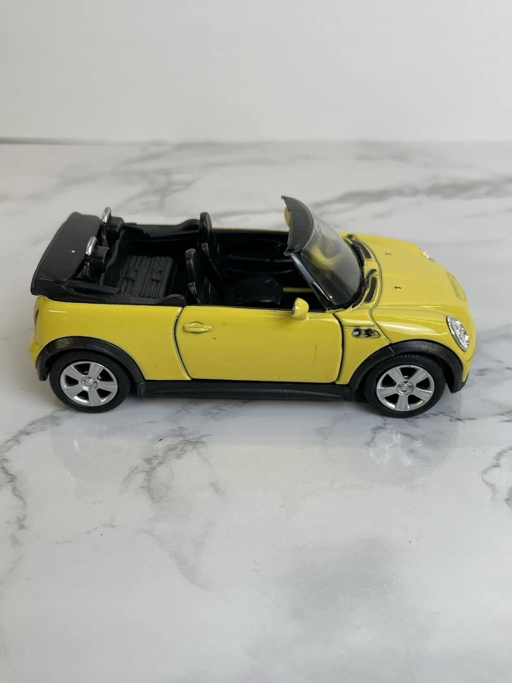 Mini Cooper S Convertible In Yellow Diecast 1:28 Scale By Kinsmart - Image 3 of 4
