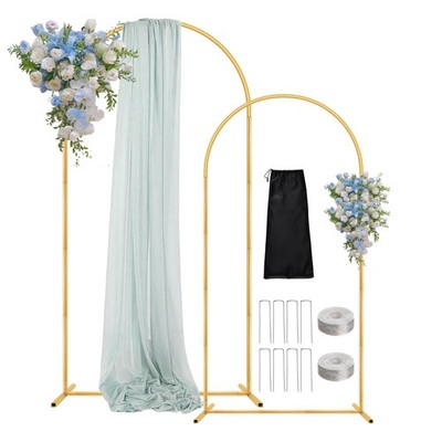 Arch Backdrop Stand, 7.2FT 6FT Wedding Arch Gold Set of 2, Metal Balloon Arch...