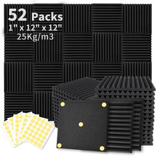 Focusound 52 Pack Acoustic Foam Panels 1" X 12" X 12" Sound Proof Foam Panles So