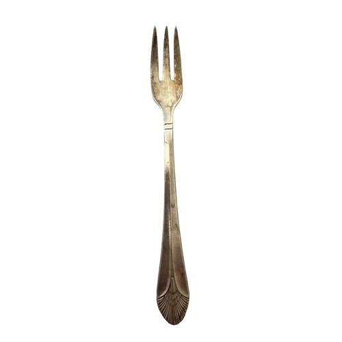 Bullocks Pasadena Cocktail Fork Silverplate Shell Handle 3 Tine Appetizer Fork